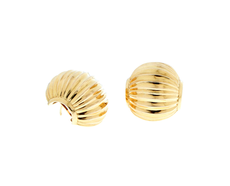 Yellow gold vintage ribbed earrings