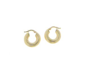 Yellow gold small ribbed hoops