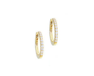 Yellow gold and diamond round hoops