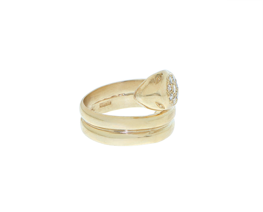 Yellow gold and diamond snake ring