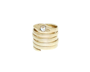 Yellow gold and diamond snake ring