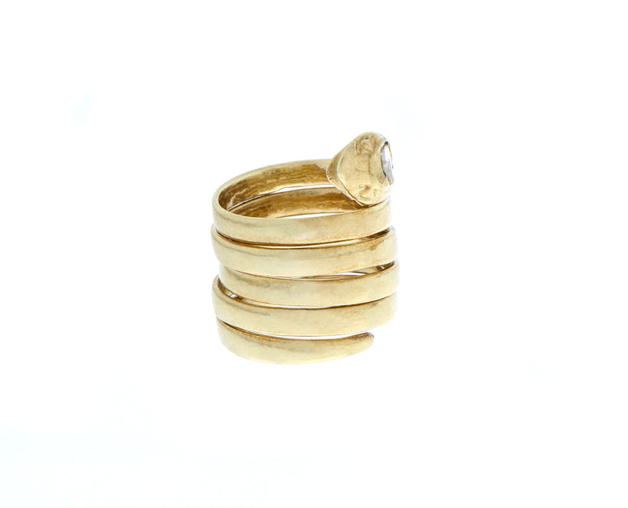 Yellow 9K and diamond snake ring