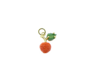 Yellow gold and coral strawberry charm