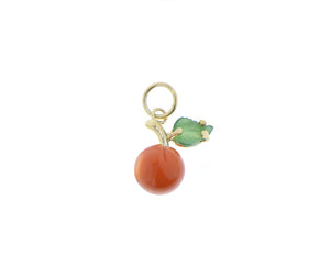 Yellow gold and coral apple pendant