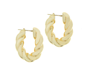 Yellow gold oval twisted earrings