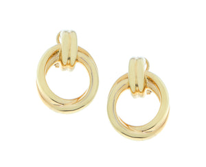 Yellow gold double round earrings