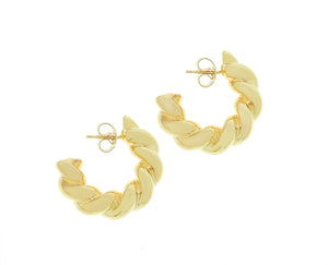 Yellow gold small twisted hoops