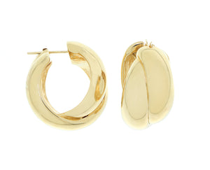 Yellow gold wide double hoops