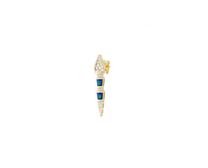 Yellow gold diamond enamel snake single earring