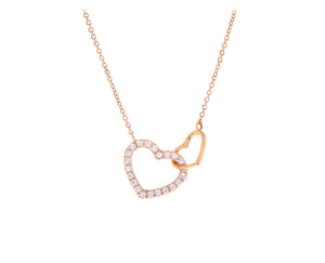 Rose gold and diamond hearts necklace