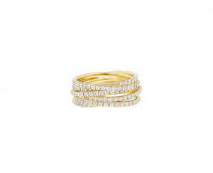 Yellow gold and diamond spaghetti ring