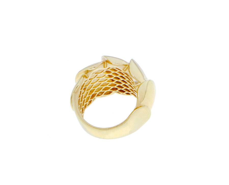 Yellow gold ribbed ring