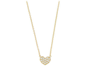 Yellow gold necklace with a diamond heart charm