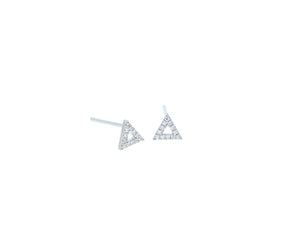 Tiny white gold and diamond open triangle studs