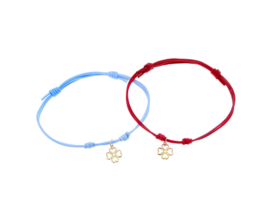 Rope bracelets with dangling yellow gold charms