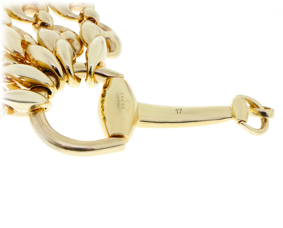 Yellow gold vintage Gucci horsebit multi chain bracelet