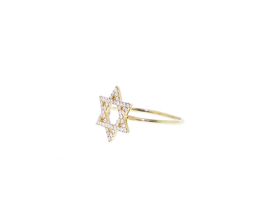 Yellow gold and diamond star of david ring