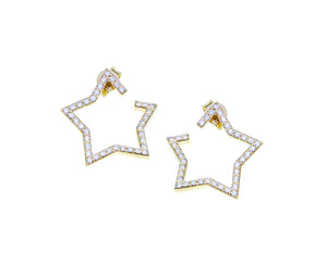 Yellow gold and diamond star earrings