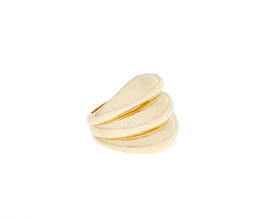 Yellow gold ring three bands