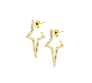 Yellow gold and diamond star earrings