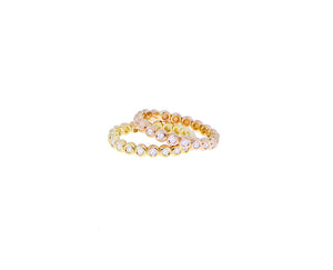 Yellow or rose gold half alliance diamond ring of small rounds