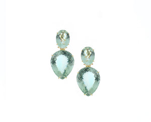 Yellow gold and green amethyst earrings