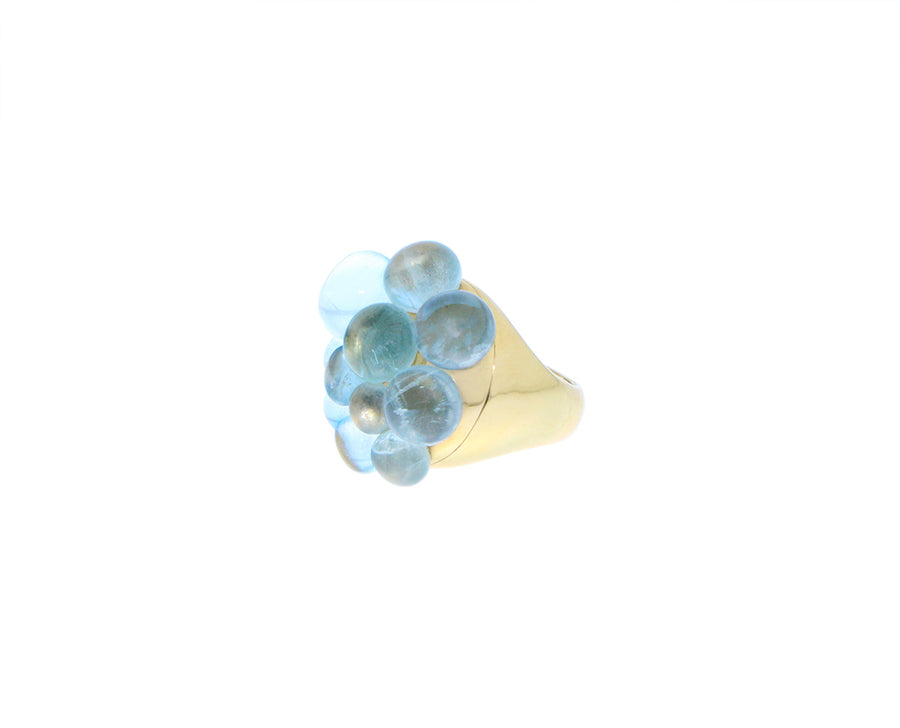 Yellow gold aquamarine Cluster Ring