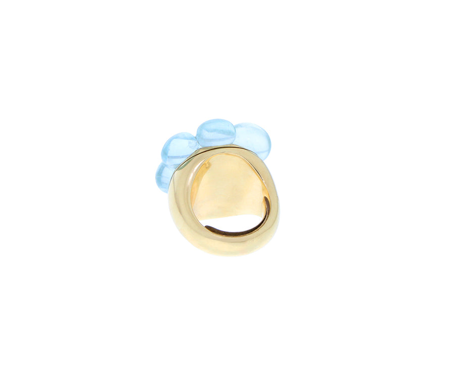 Yellow gold aquamarine Cluster Ring