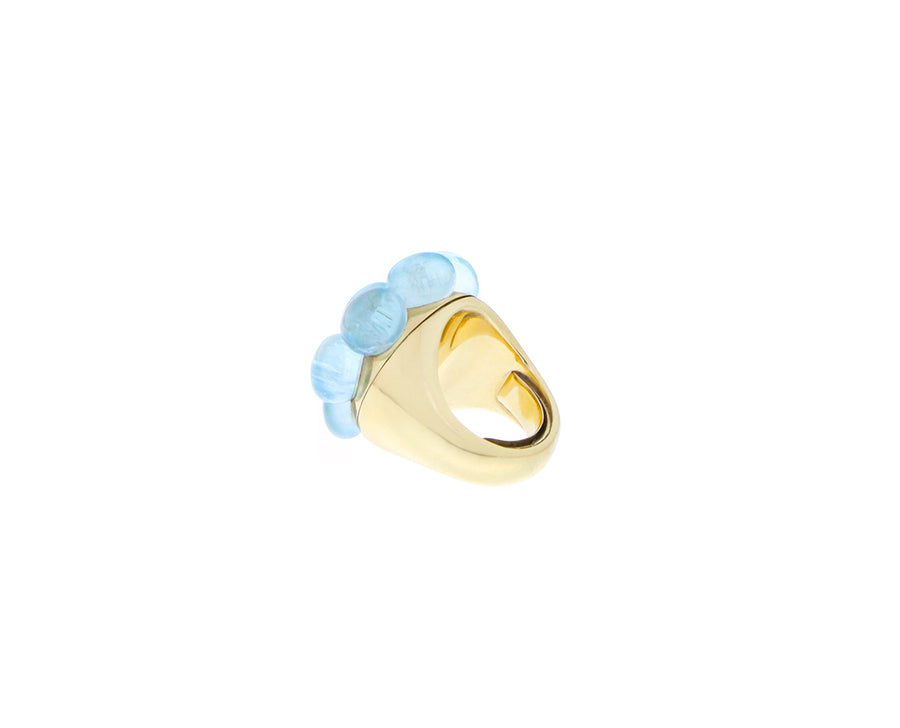 Yellow gold aquamarine Cluster Ring