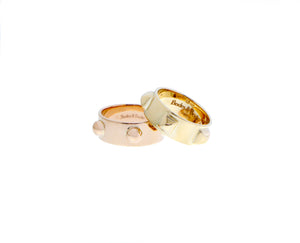 Rose or yellow gold rings with bulbs or studs