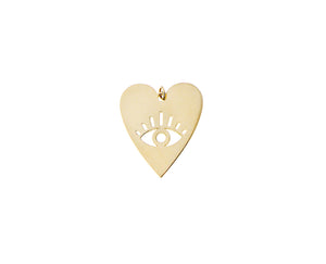 Yellow gold heart pendant with an eye