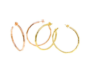 Yellow or rose gold large bamboo hoops