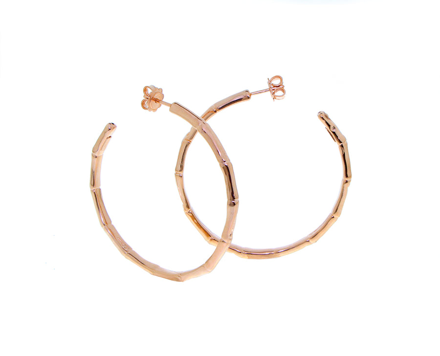 Yellow or rose gold large bamboo hoops