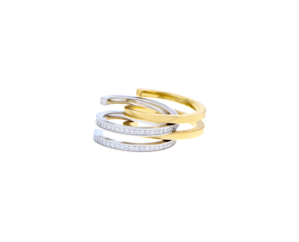 Yellow gold and white gold diamond 2-in-1 ring