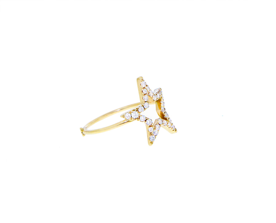 Yellow gold and diamond star ring
