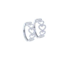 White gold and 5 diamond heart hoops
