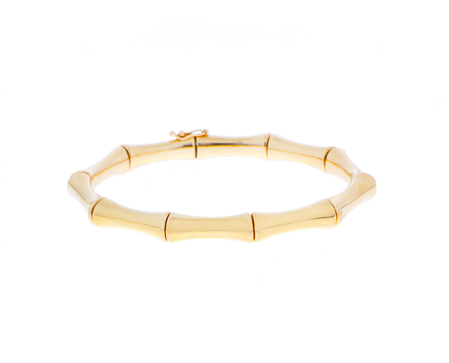 Yellow or rose gold flexible bamboo bangle bracelet
