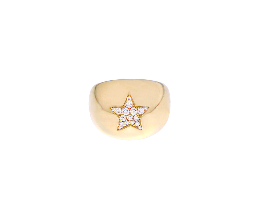 Yellow gold ring with a diamond star