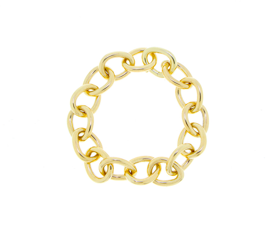 Yellow gold oval chain bracelet