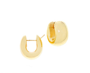 Yellow gold wide oval hoops