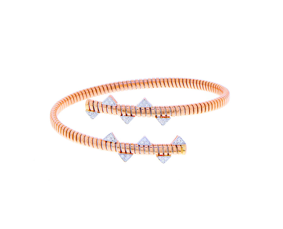 Rose gold tubo bracelet with diamond studs