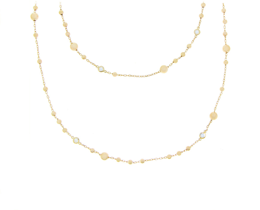 Yellow gold and diamond ball sautoir necklace