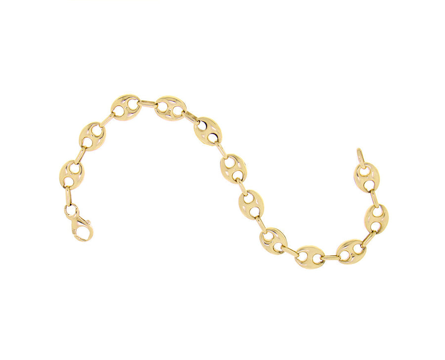 Yellow gold coffee bean bracelet
