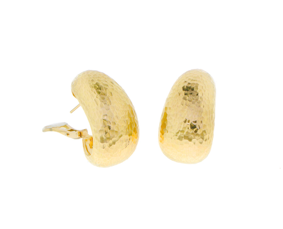 Vintage yellow gold hammered earrings