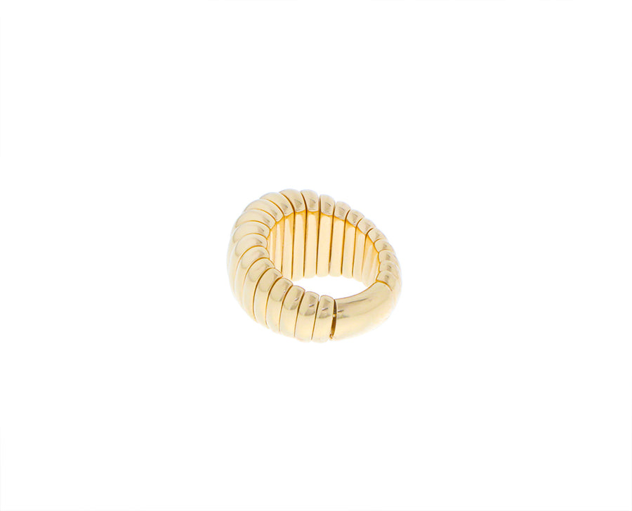 Yellow gold ribbed stretch ring