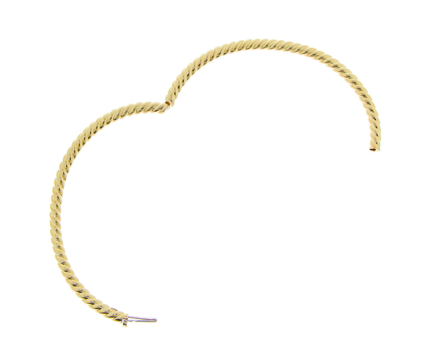 Yellow gold twisted bangle bracelet