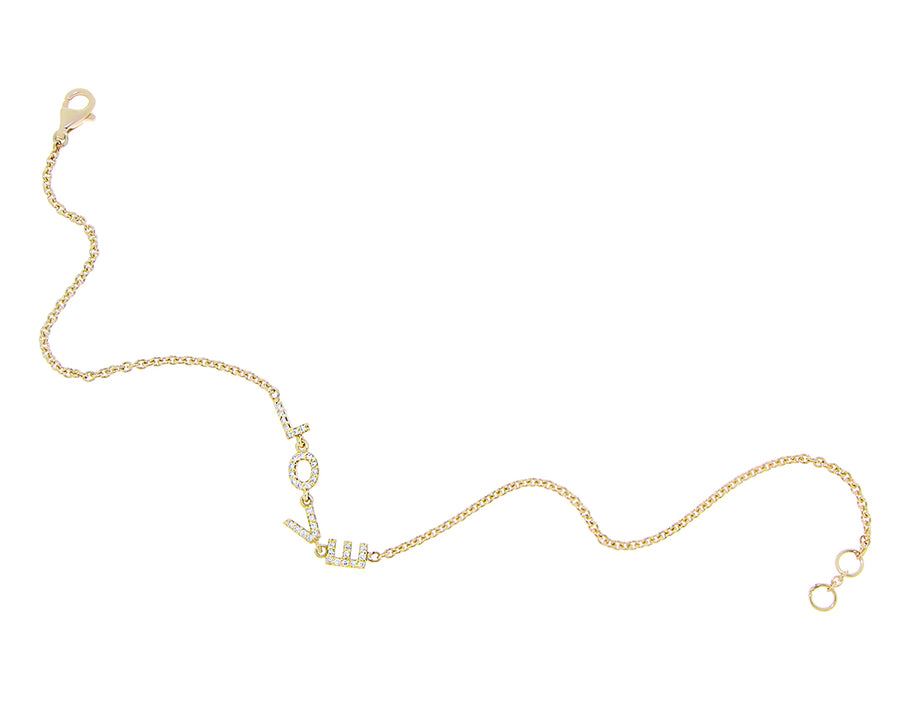 Yellow gold bracelet with diamond LOVE charms