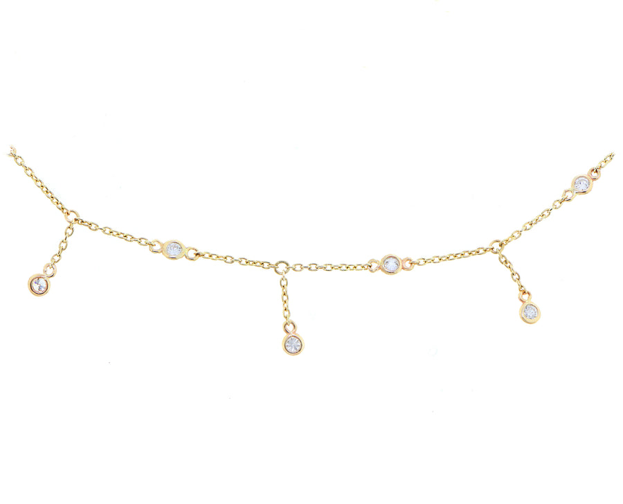 Yellow gold necklace with 15 diamonds
