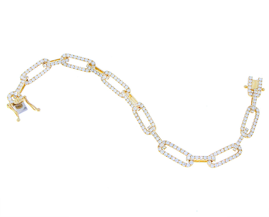 Yellow gold diamond closed-forever chain bracelet