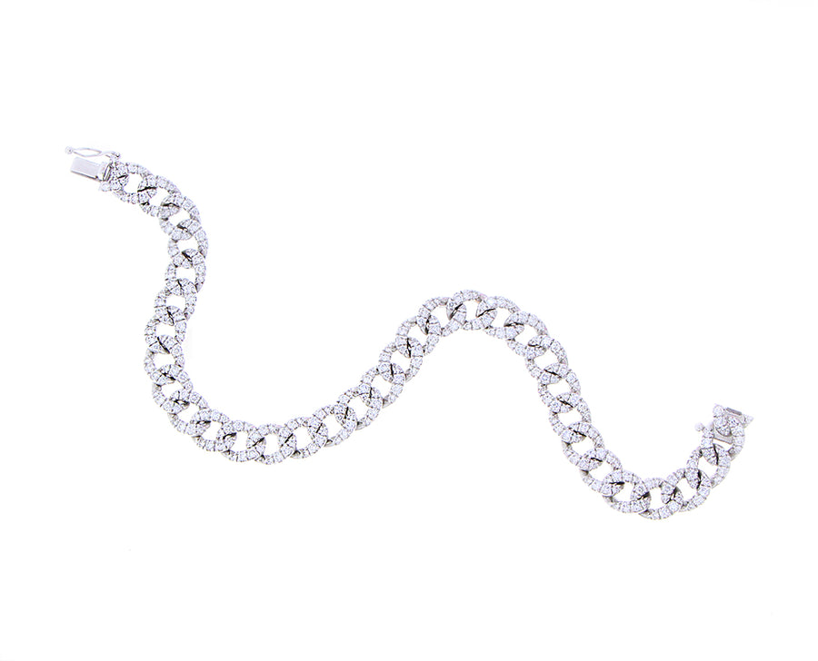 Geelgouden schakelarmband met diamanten